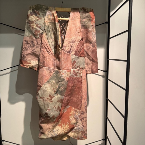 Wrap skirt mini dress with ruched bust & puff sleeves (Size 14 US) - ASOS DESIGN - Picture 3 of 5